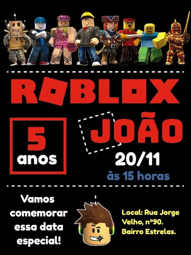 Convite Aniversário Comemoração - Festa - Roblox